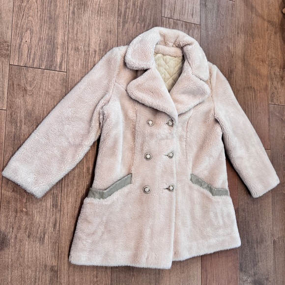 Sears Jackets & Blazers - Faux Fur Coat Ivory & Gray Womens XL Vintage